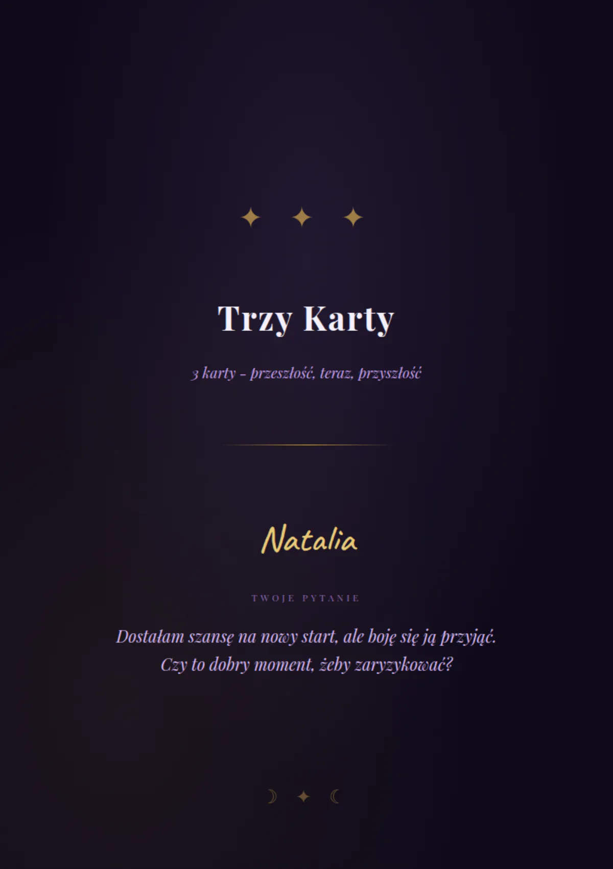Przykładowa okładka odczytu PDF Trzy Karty